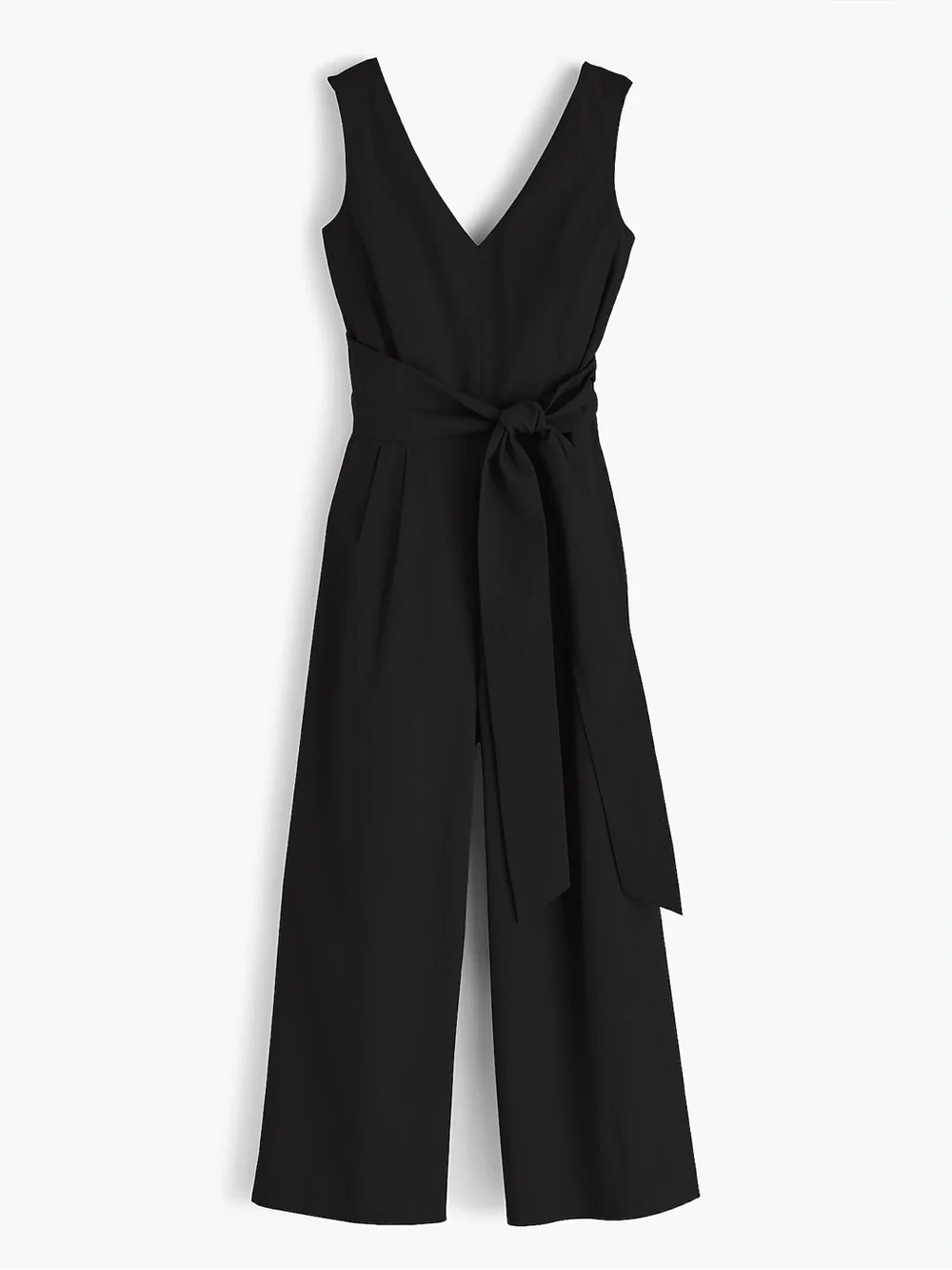 J.Crew black crop wide leg wrap tie stretch poplin tailored v neck jumpsuit 00